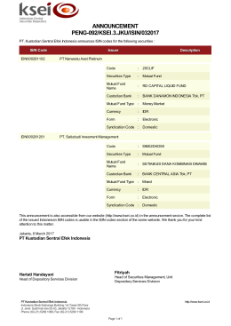 ANNOUNCEMENT PENG-092/KSEI.3.JKU/ISIN/032017