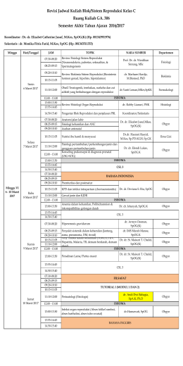 Revisi Jadwal Kuliah Blok/Sistem Reproduksi Kelas C Ruang Kuliah