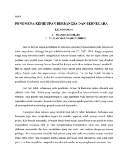 FENOMENA KEHIDUPAN BERBANGSA DAN BERNEGARA