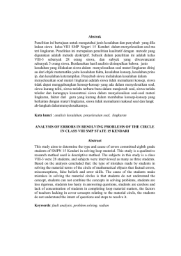 Abstrak Penelitian ini bertujuan untuk mengetahui jenis