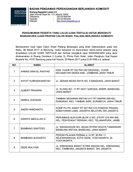 PENGUMUMAN PESERTA YANG LULUS UJIAN TERTULIS