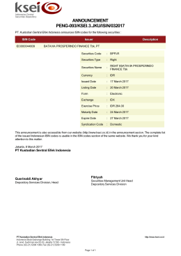 ANNOUNCEMENT PENG-093/KSEI.3.JKU/ISIN/032017