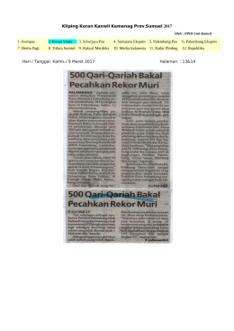 . 2017 Kliping Koran Kanwil Kemenag Prov Sumsel 1. Kompas 2