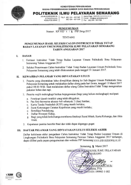 Hasil Seleksi Calon Instruktur Tidak Tetap BLU