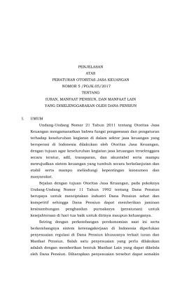 PENJELASAN ATAS PERATURAN OTORITAS JASA KEUANGAN