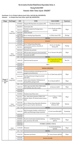 Revisi Jadwal Kuliah Blok/Sistem Reproduksi Kelas A Ruang Kuliah