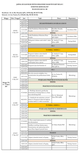 Jadwal Kuliah Blok Mekanisme Dasar Penyakit – Kelas C