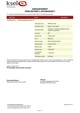 ANNOUNCEMENT PENG-087/KSEI.3.JKU/ISIN/032017