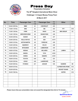 Presentation Schedule The 38th Bangkok International Motor Show