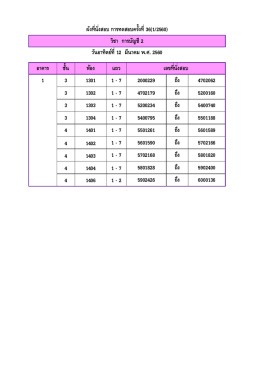 ผังห้องสอบวิชา กา บัญชี 2