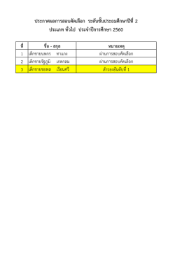 ประเภท ทั่วไป ประจาปีการศึกษา 2560 ประกาศผลการส