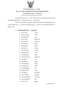 ประกาศผลการคัดเลือกนักเรียนเข้าเรียนต่อ ชั้นมัธยมศึกษาปีที่ ๑ ประจำ