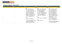 Dividend Calendar : March 2017