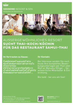 aussergewöhnliches resort sucht thai-koch/köchin