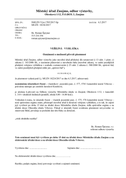 Veřejná vyhláška o možnosti převzít písemnost