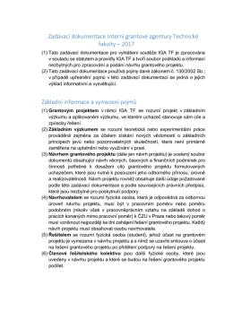 Zadávací dokumentace IGA 2017
