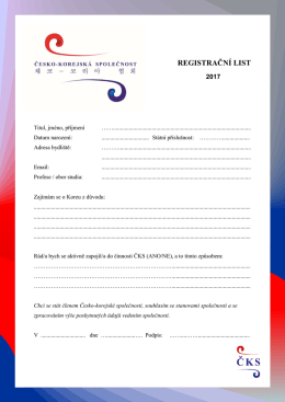 registrační list ČKS