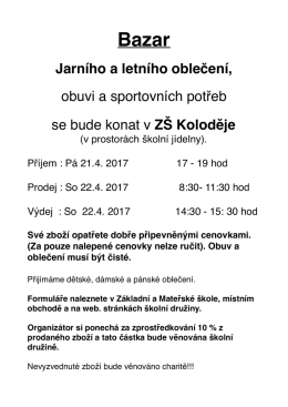 Bazar Jarního a letního oblečení - Praha