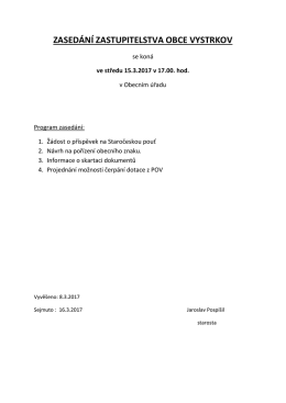 zasedání zastupitelstva obce vystrkov