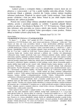Vážená redakce. Laskavě prosím o zveřejnění článku o