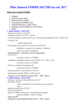Plán činnosti ÚORHS na rok 2017
