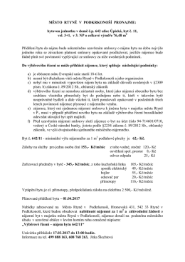 MĚSTO RTYNĚ V PODKRKONO&Scaron;&Iacute; PRONAJME: bytovou jednotku v