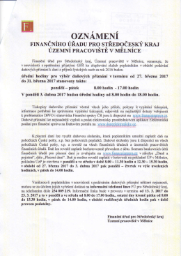 Oznámení Finančního úřadu pro Středočeský kraj, Územní