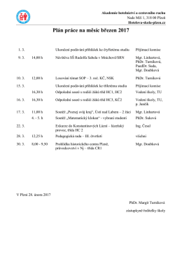Plán práce na měsíc březen 2017