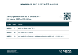 INFORMACE PRO CESTUJÍCÍ 4-815/17 Změny