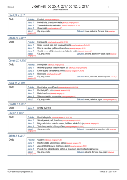 Jídelníček od 7. 3. 2017 do 31. 3. 2017