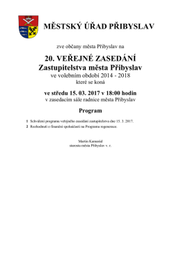 Zastupitelstvo města Přibyslav 15.3.2017
