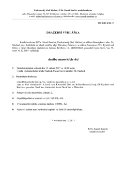 Dražebn&iacute; vyhl&aacute;&scaron;ka - dražba nemovit&yacute;ch věc&iacute;