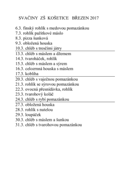 SVAČINY ZŠ KOŠETICE BŘEZEN 2017