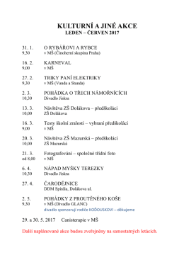 kulturní a jiné akce leden – červen 2017