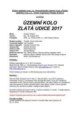 Propozice územního kola Zlaté udice 2017