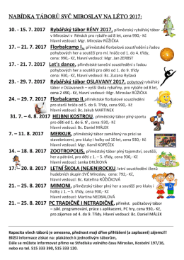 NABÍDKA TÁBORŮ SVČ MIROSLAV NA LÉTO 2017: 10.