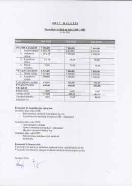 Rozpočtový výhled obce Maletin na roky 2018