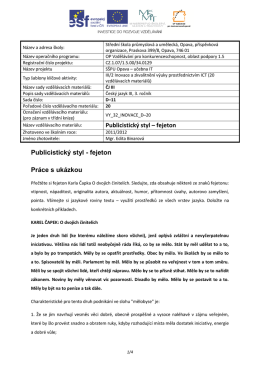 Publicistický styl – fejeton Publicistický styl - fejeton