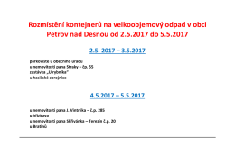 Rozmístění kontejnerů na velkoobjemový odpad v obci Petrov nad