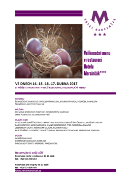 Velikonoční menu 2017