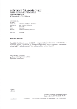 Informace poskytnutá 27. 1. 2017