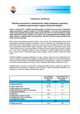 Tisková zpráva ČTÚ - Český telekomunikační úřad