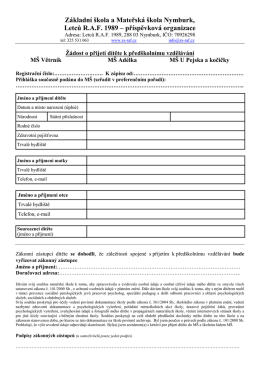 Ž&aacute;dost o přijet&iacute; do M&Scaron; - M&Scaron; U Pejska a kočičky