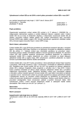 Vyhodnocení cvičení IZS za rok 2016
