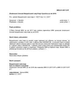 Zhodnocení činnosti BRK za rok 2016