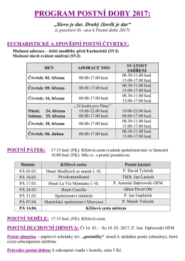 PROGRAM POSTNÍ DOBY 2017: „Slovo je dar. Druhý člověk je dar“