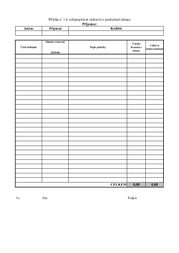 0,00 0,00 Př&iacute;loha č. 1 k veřejnopr&aacute;vn&iacute; smlouvě o poskytnut&iacute; dotace