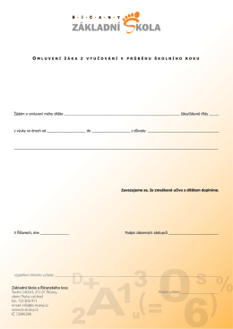 Omluvení žáka z vyučování v průběhu školního roku