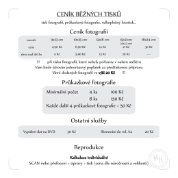 CENÍK BĚŽNÝCH TISKŮ