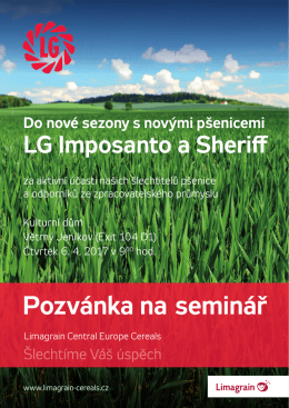 Srdečně Vás zveme na tradiční seminář do - Limagrain